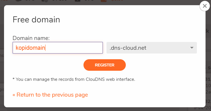 Register DNS domain